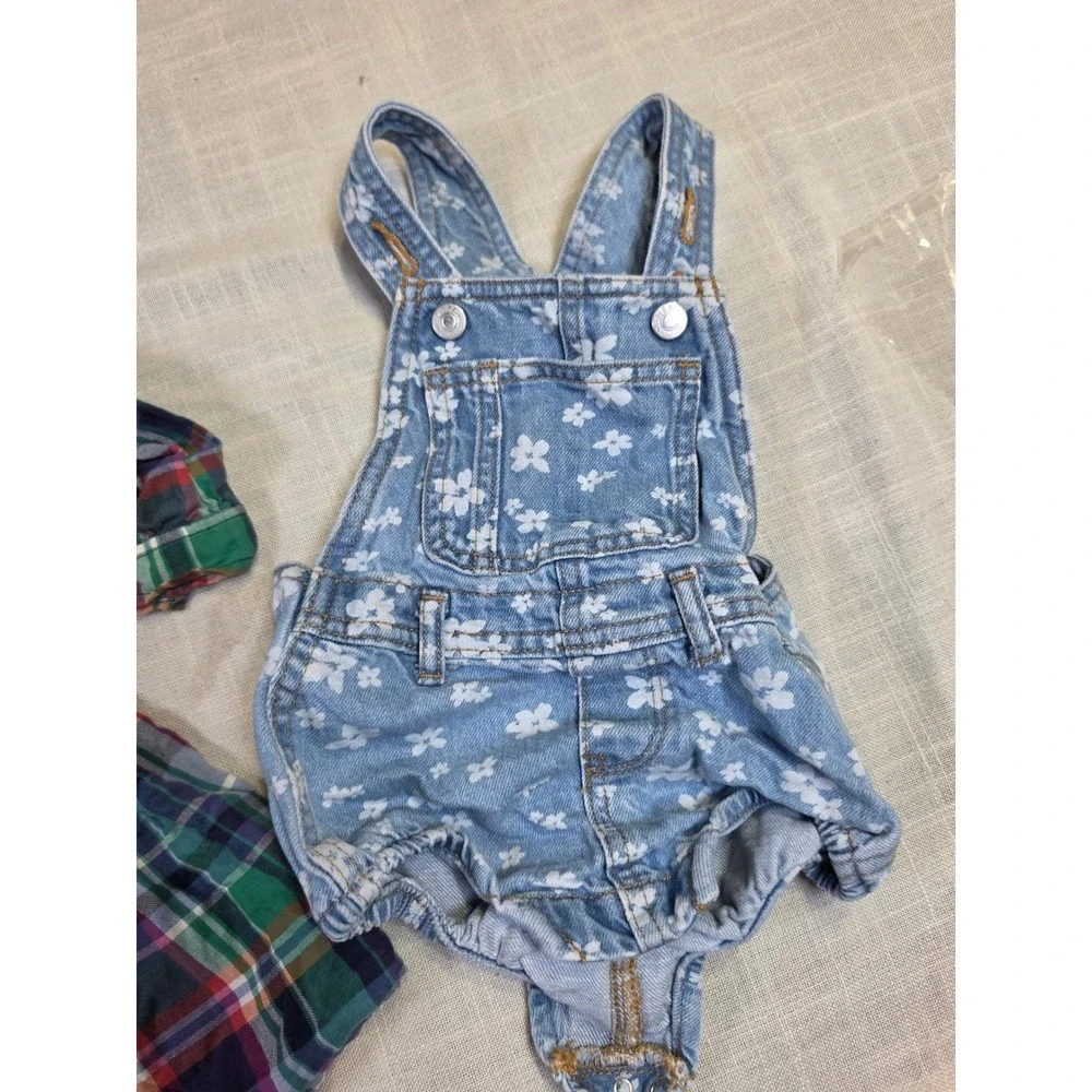 Baby Girl Bundle Ralph Lauren Plaid Dress Old Navy Floral Denim Romper Sunsuit
